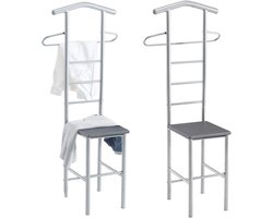 CARO-Möbel JIVO Men's Clothes Rack Set of 2 Coat Rack Metal Aluminium and MDF Grey