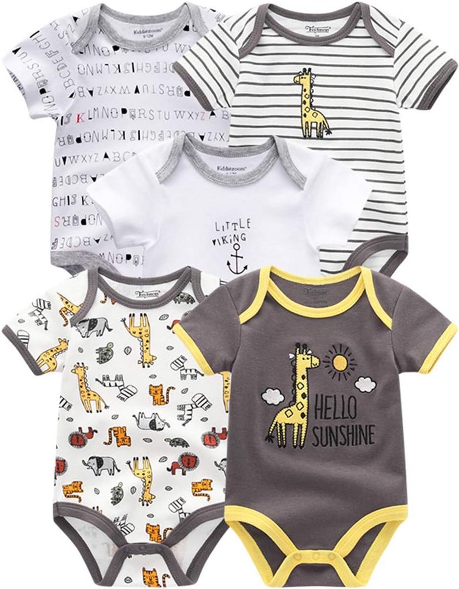 5-delige Katoenen Baby Romper Set met Muts en Krabwantjes voor Jongens en Meisjes