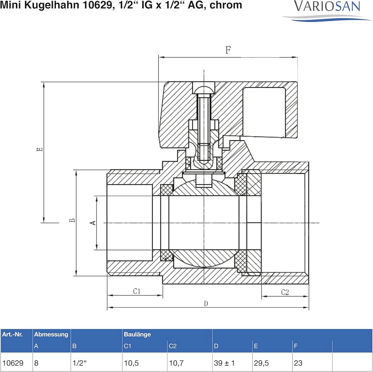 Mini kogelkraan 3/4" IG x 3/4" AG - chroom voor watervoorziening en verwarming