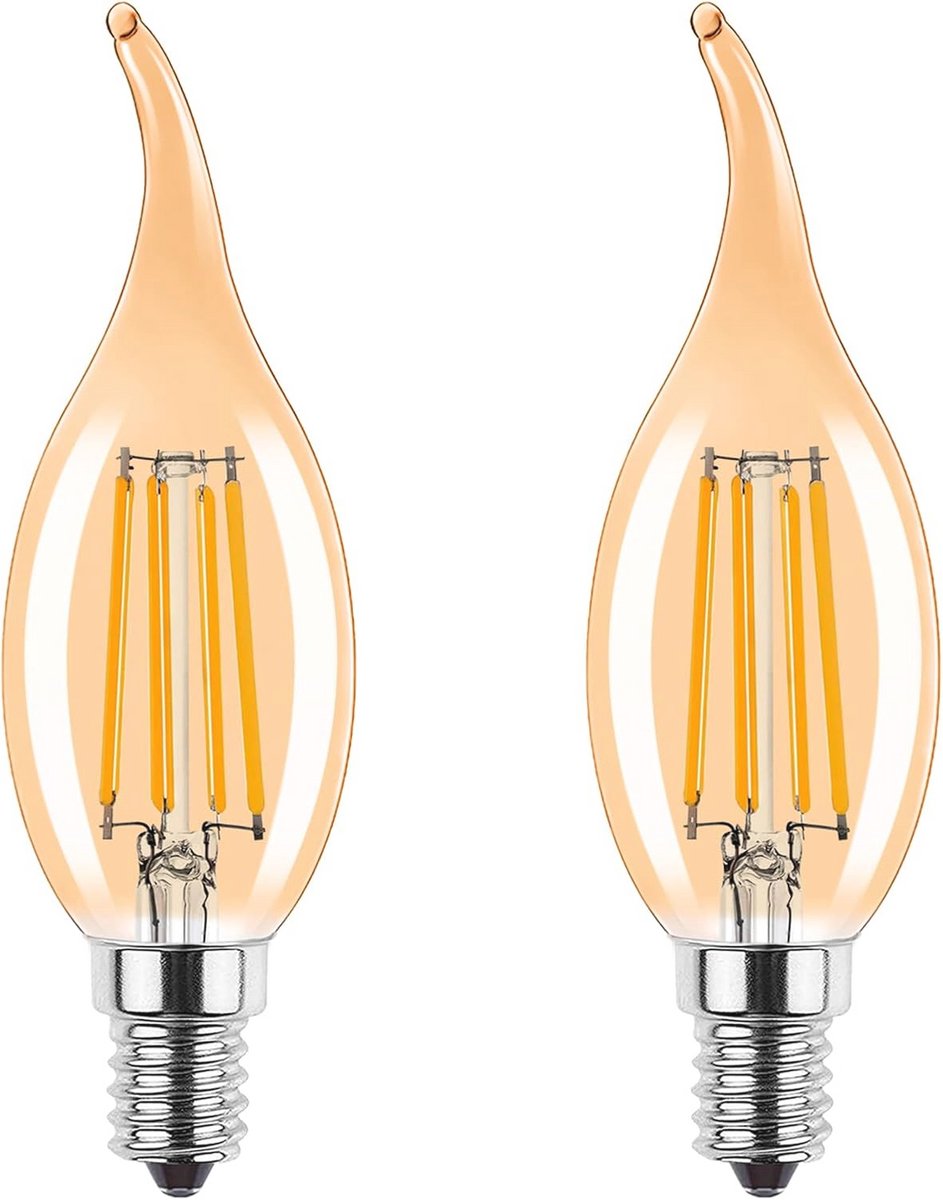 Dimbare Vintage E14 Kaarslamp - 4W Vervangt 35Watt - Set van 2 Warm Wit