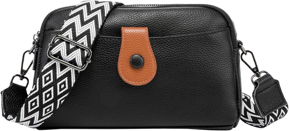 MANNUOSI Schoudertassen voor dames, crossbody tas, heuptas voor dames, PU-leer, brede riem, moderne tassen, schouderbanden, handtas, portemonnees