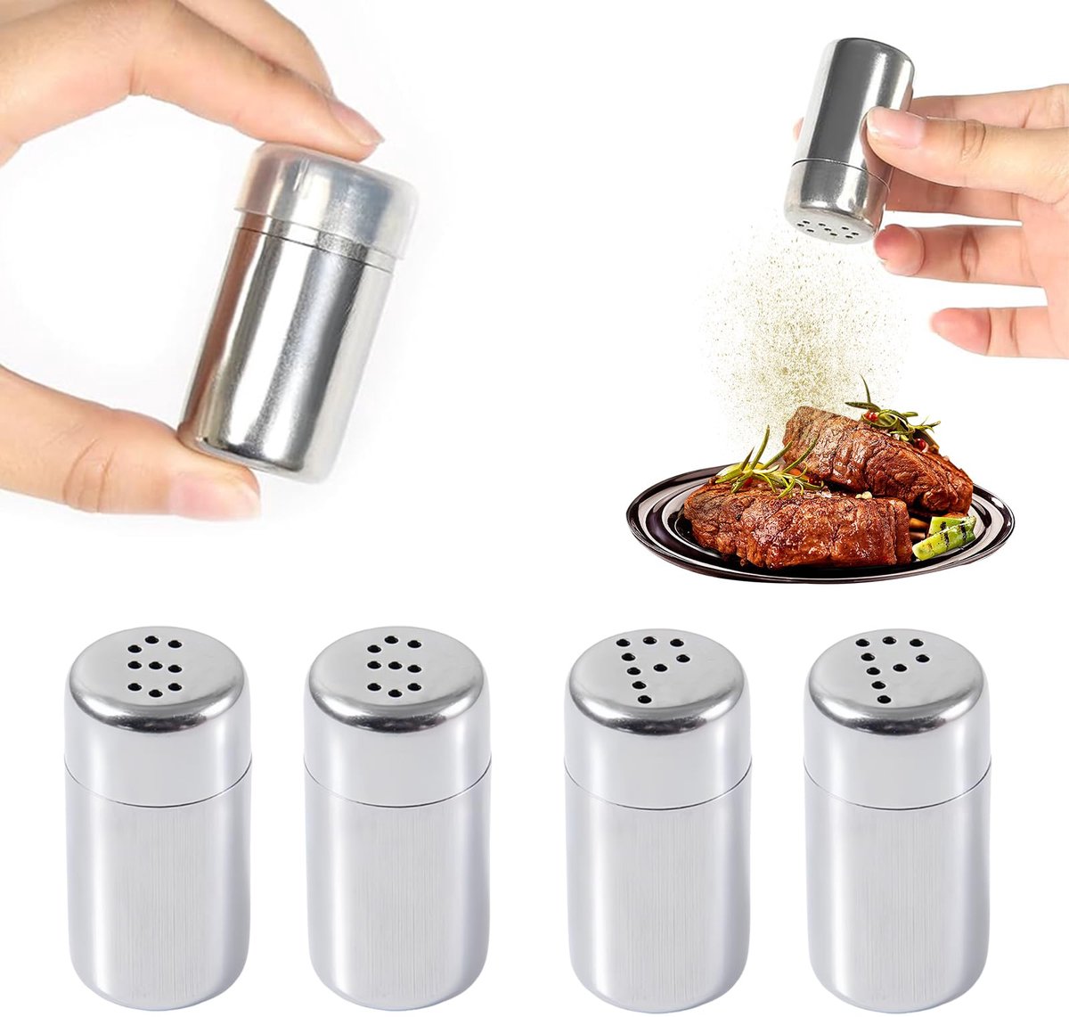 IMPERATORIS® Mini Zoutvaatjes Set – Elegant en Praktisch – Zoutvaatjes van Glas en Roestvrij Staal – Geschikt voor Keuken en Tafel – set van 4 - 5ml
