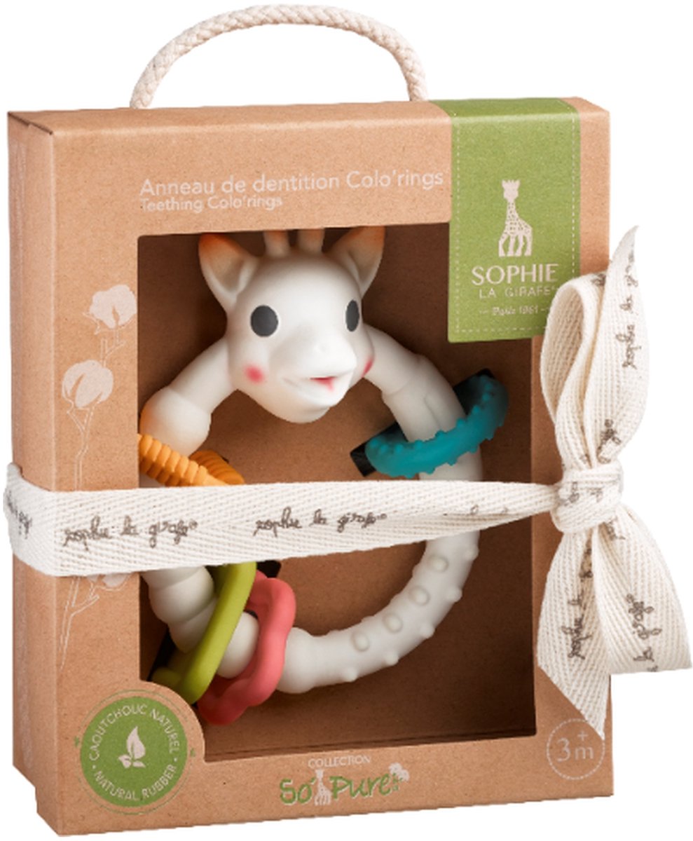 Sophie de giraf Colo'rings - Bijtring - Babyspeelgoed - Kraamcadeau - Babyshower cadeau - 100% natuurlijk rubber - In gerecyled geschenkdoosje met organic katoenen strikje - Vanaf 0 maanden — cadeau in Spellen & Speelgoed - foto 5