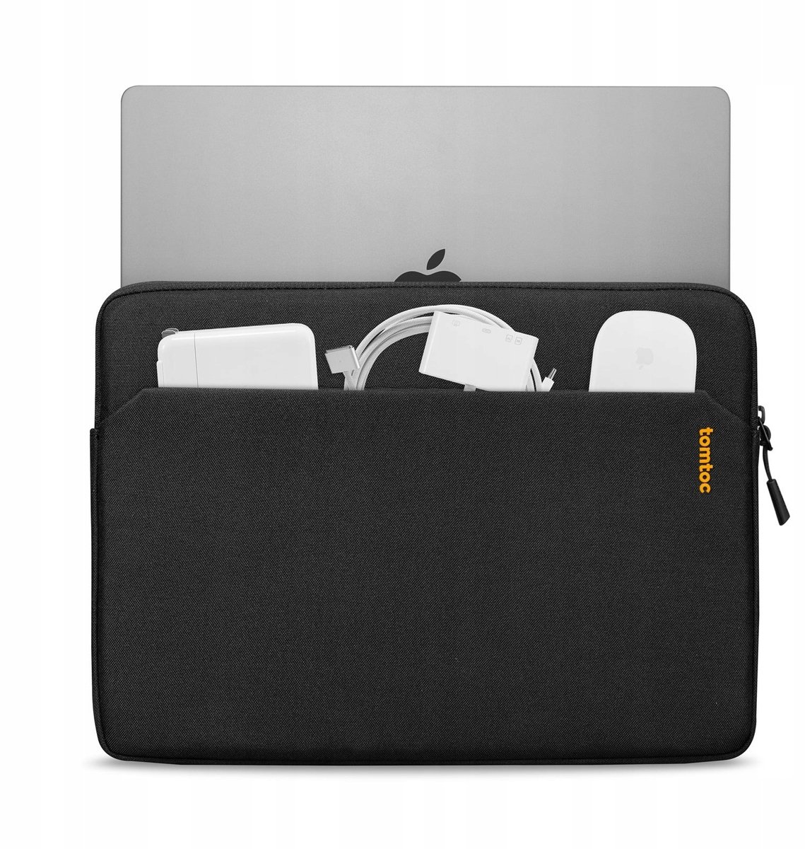 Laptop sleeve 15 inch waterafstotend gerecycled materiaal schuimvoering fleece voering MacBook Air Pro zwart - Afbeelding 4
