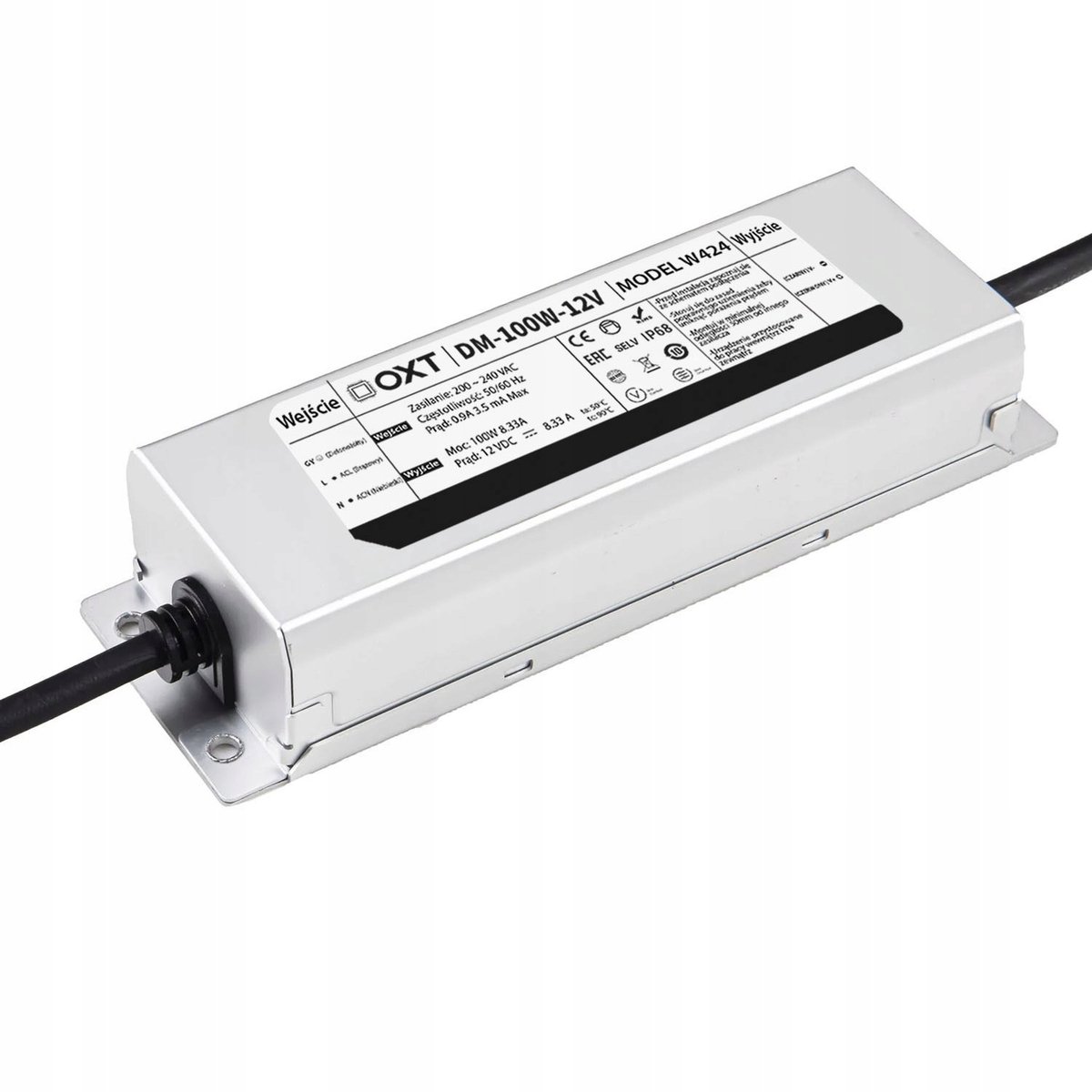 Waterdichte LED-voeding 12V 100W 8.3A IP68 Hermetisch