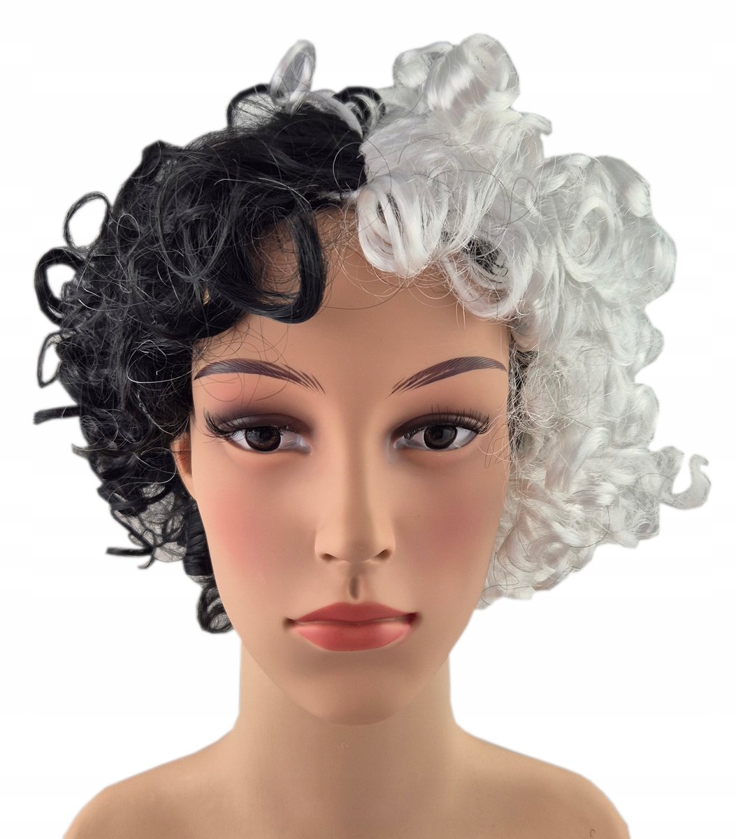 Zwart-witte Cruella Pruik - 101 Dalmatiërs Kostuum Accessoire