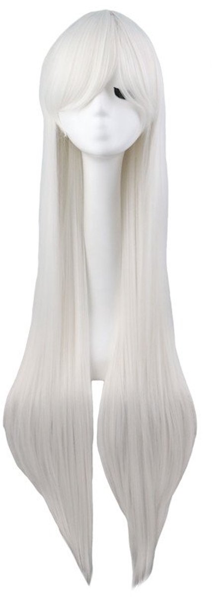 Lange Witte Anime Cosplaypruik - 100 cm