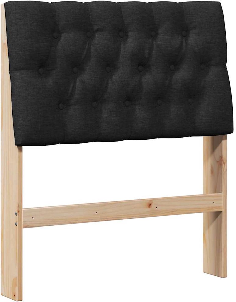 vidaXL Gestoffeerd - hoofdbord - Zwart - 80 - cm - Massief - grenenhout