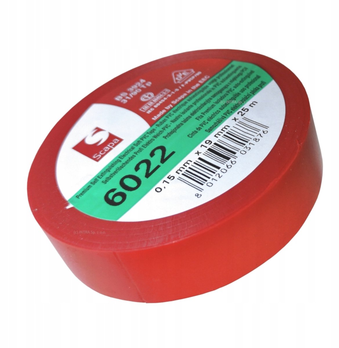 Scapa 6022 PVC Tape 19mm/25m Rood - Zelfdovend, VDE, UL