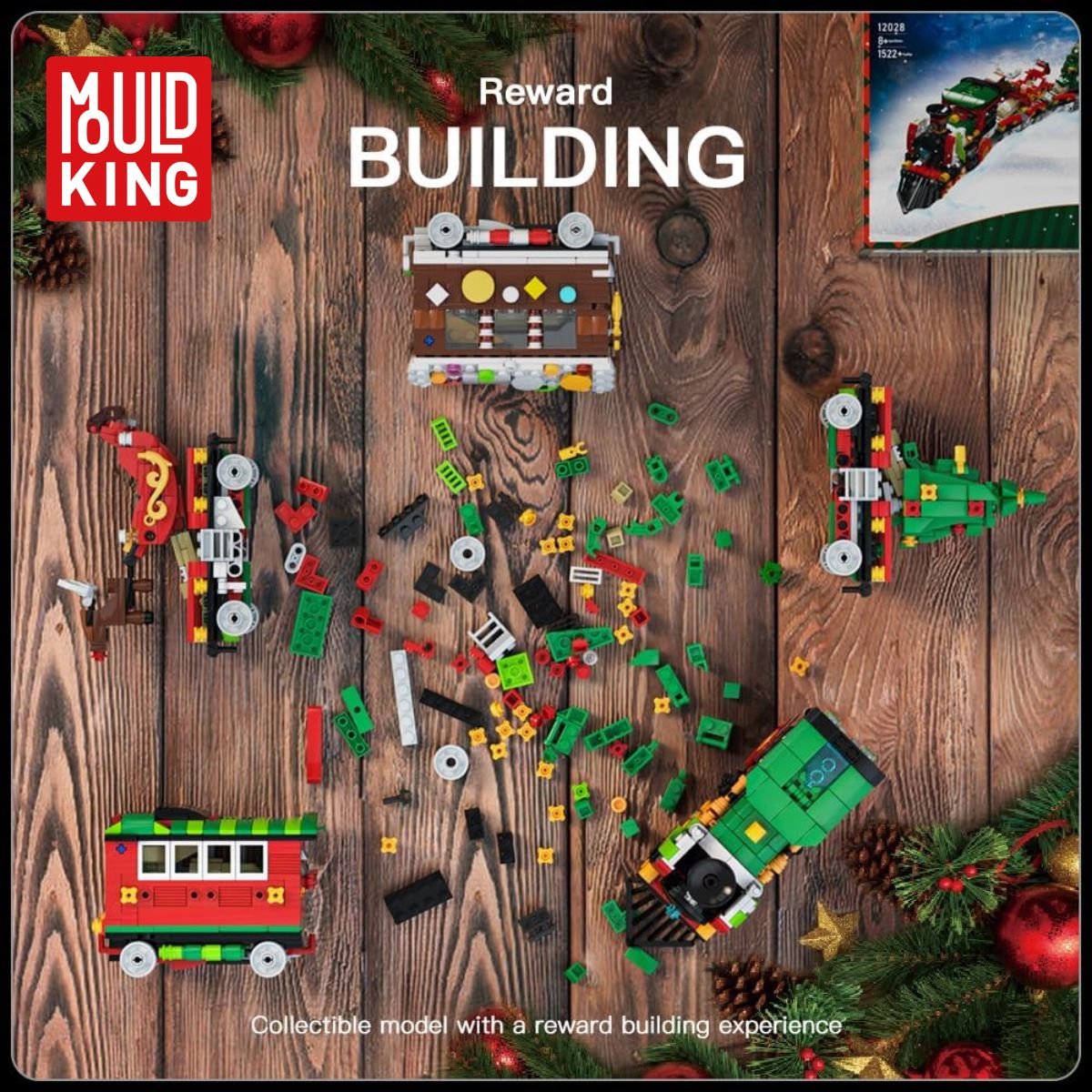 Mould King - 12028 2in1 Technic Transformers Trein bouwset | Classic Christmas Icons Robot Action Figure | Geschikt voor Lego | Kerstboom Creator Modelbouw | Kerst decoratie geschenkset voor volwassenen & kinderen | Bouwdoos met 1522 bouwstenen — cadeau in Spellen & Speelgoed - foto 3