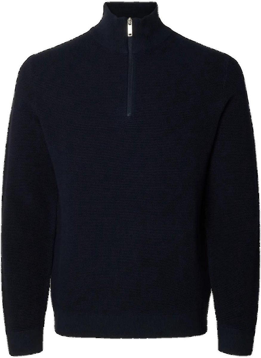 Selected Homme LS Knit Structure Half Zip Dark Sapphire