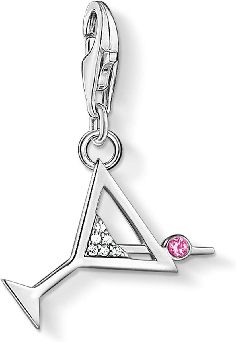 Zilveren Bead Charms met Zirkonia - Elegante Cocktailglazen Bedel