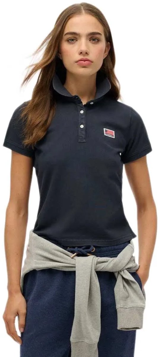 Superdry Ath Essential Graphic Korte Mouw Poloshirt M Vrouw Marineblauw