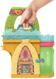 Speelgoedhuisje van Vaiana met handvat, versierd met bloemen en golven.