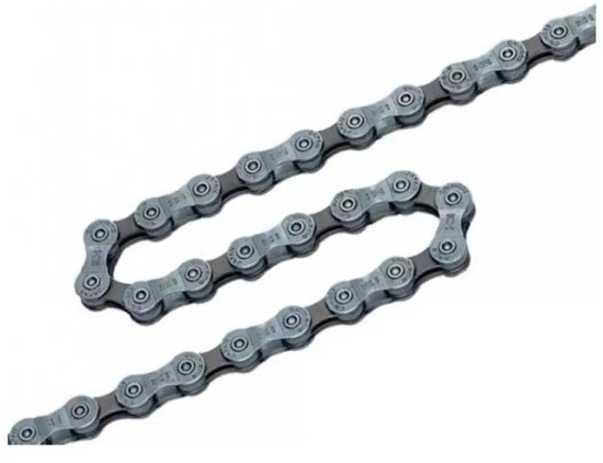 Shimano 9-speed ketting met zilverkleurige schakels, deels opgerold.
