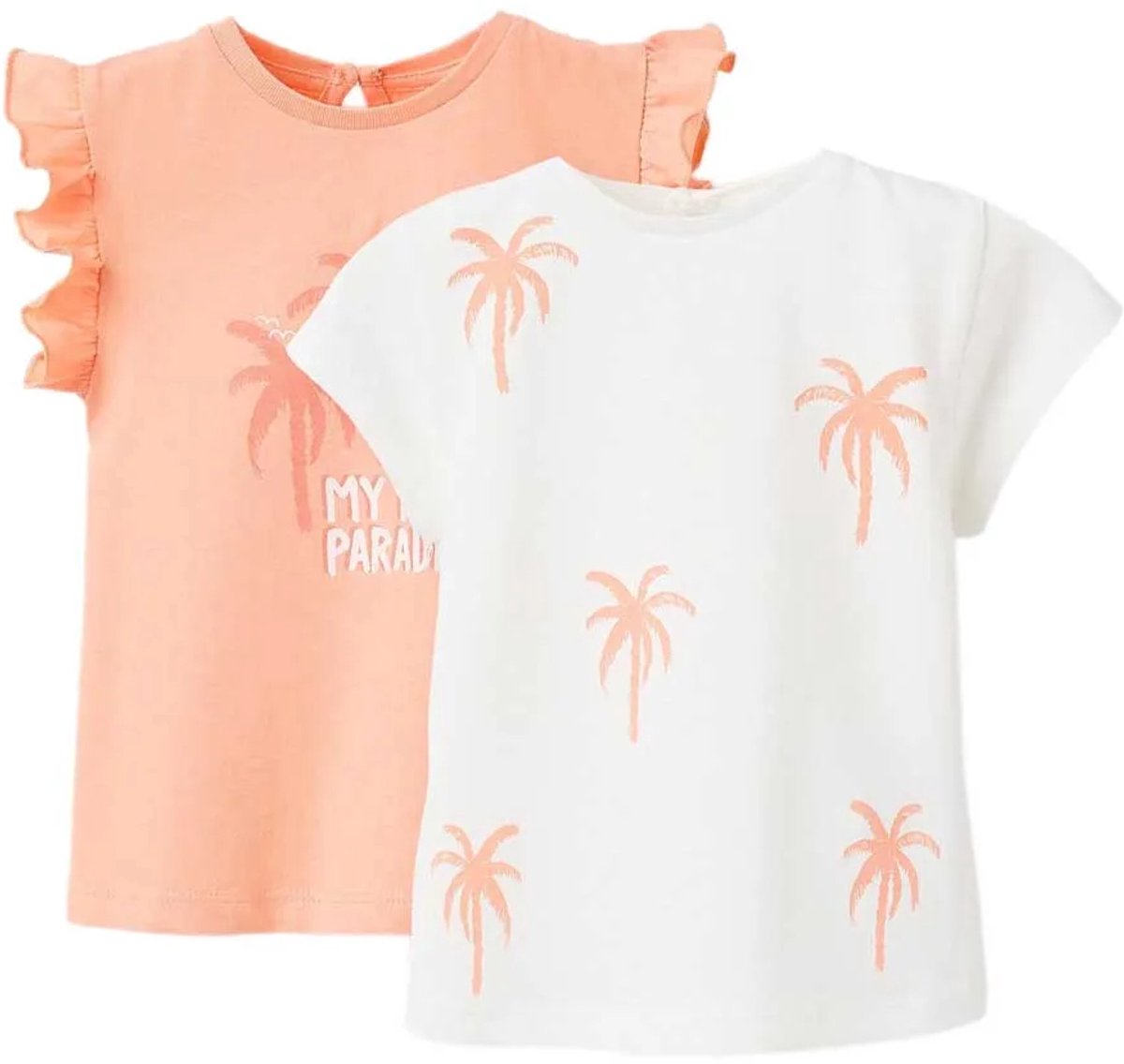 Zippy 3107124602 T-shirt Met Korte Mouwen 2 Eenheden Wit,Oranje 9-12 Months Meisje