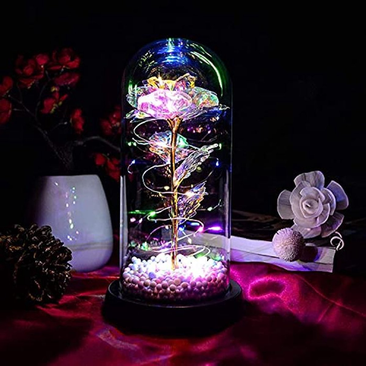 Romantische Rozen in Glas voor Moederdag en Veel meer - Perfect Cadeau voor Vrouwen