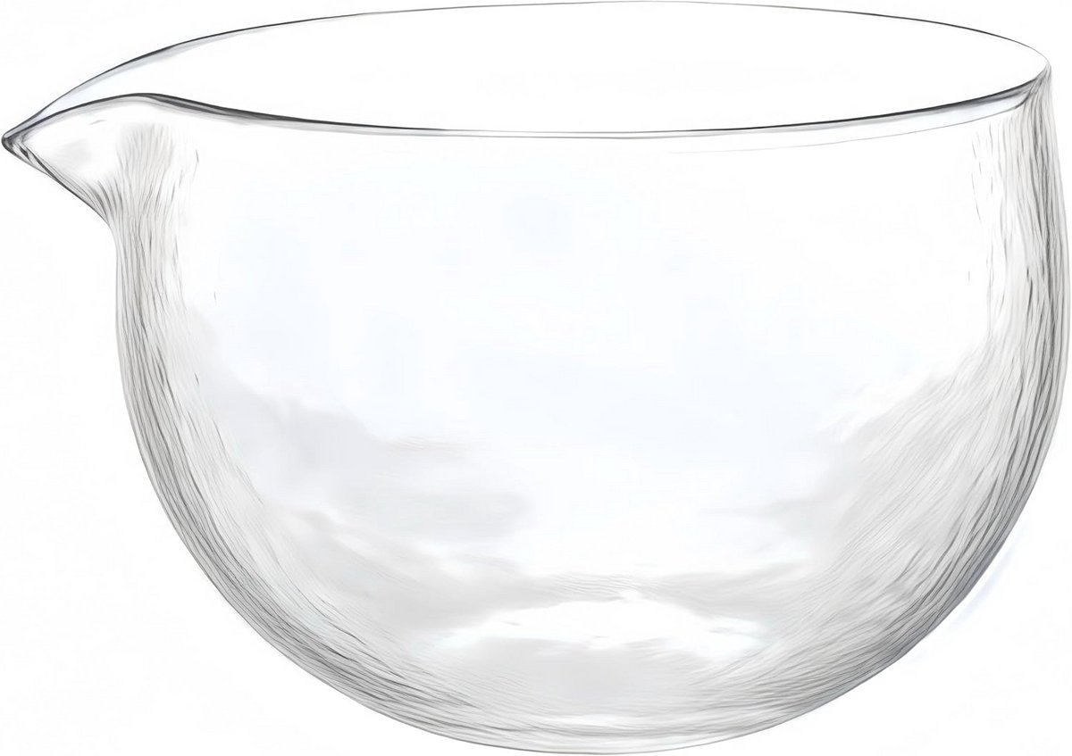 Handgemaakte glazen Matcha kom - Mixing kom met tuit 400 ml, Hittebestendig