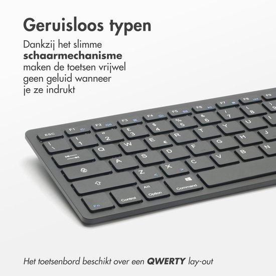 imoshion Compact Draadloos Toetsenbord Ergonomisch - QWERTY - Bluetooth Keyboard - Zwart