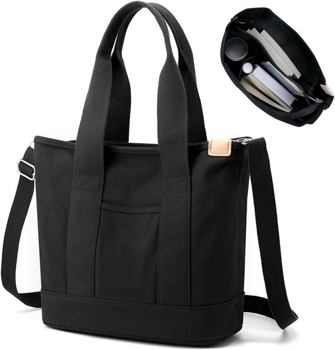 Draagtas Canvas Voor Dames - Handtas, Schoudertas en Shopper met Ritssluiting