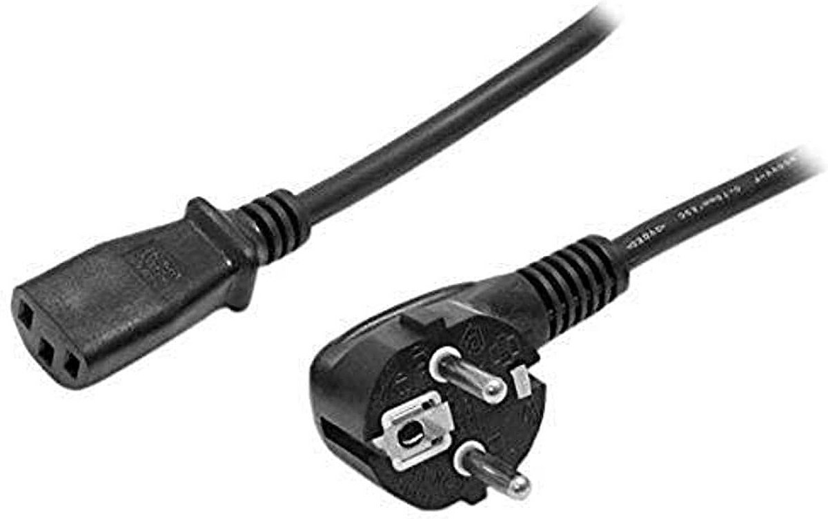 Power Cable 2m, 18AWG, EU Schuko naar C13, 250V 10A - Zwart