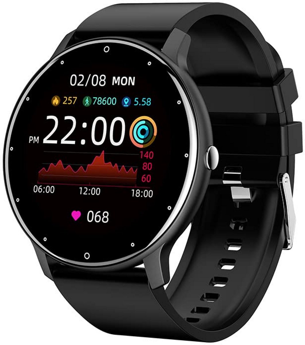 Ultradunne smartwatch voor heren met stappenteller, hartslagmeter en slaapmonitor
