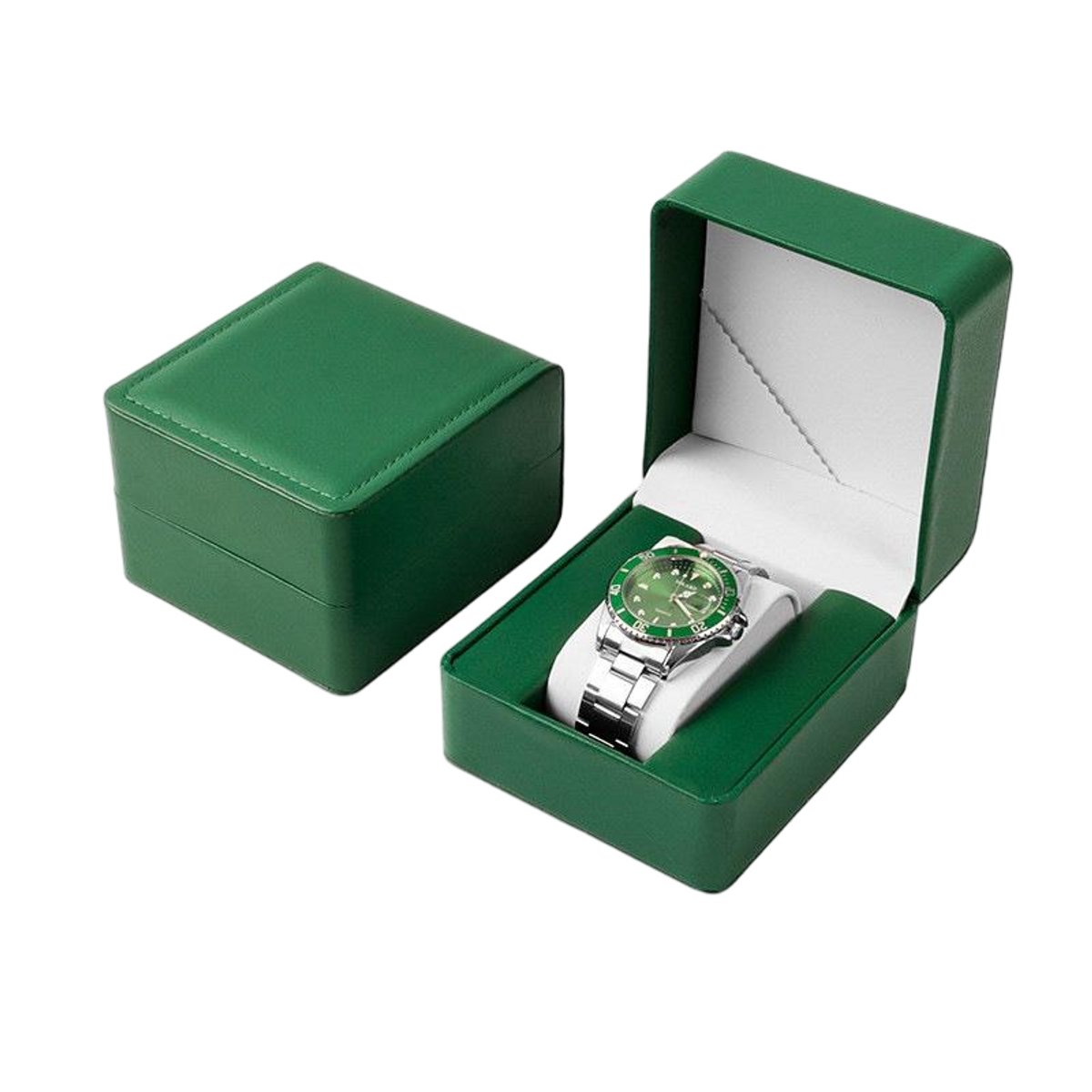 Reis horlogedoos - 10*11*7 cm - Horlogedoos met één vak - Gemaakt van PU-leer - Met kussenvormige houder - Horlogeverpakking - Horlogepresentatiedoos - Draagbare horlogeorganizer - Geschikt voor het opbergen van armbanden, horloges en sieraden