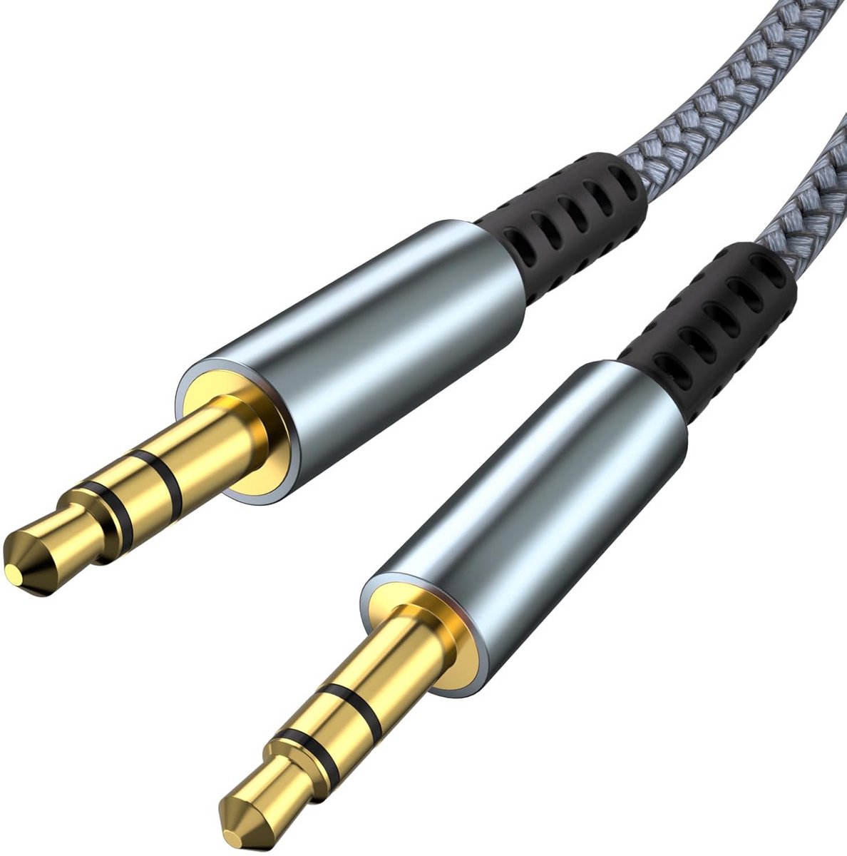 3,5mm stereo jack kabel - nylon gevlochten audiokabel voor autoradio, hoofdtelefoon, pc en meer - 1,2 m