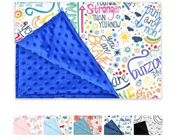 Winmany Baby pluche deken voor jongens meisjes zachte minky dekens hoes gestippelde rug dubbellaags peuter warme dier deken voor kinderbed douche geschenken (blauwe wereld)
