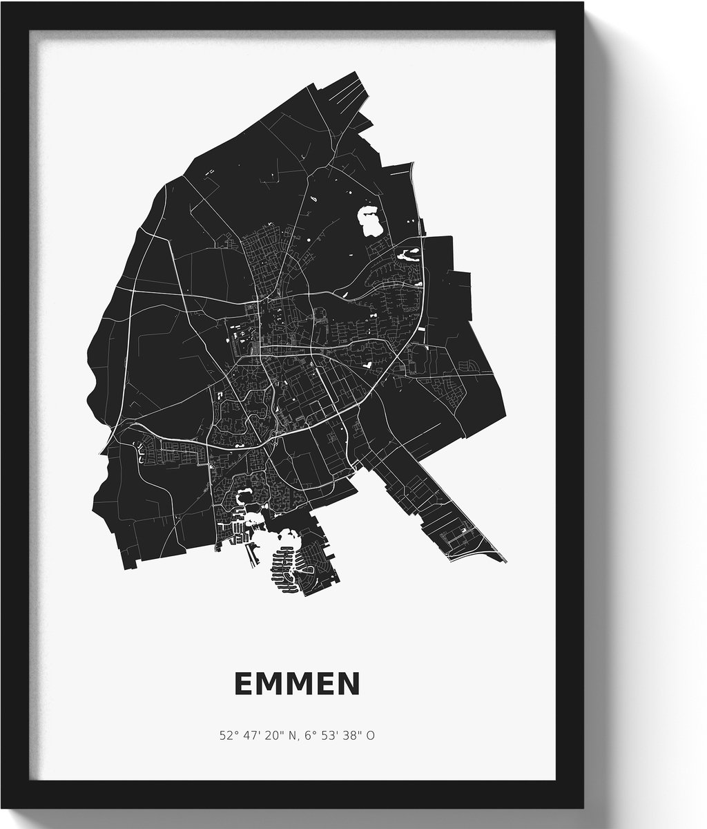 Poster Emmen A3 - 30 x 42 cm - Zwart/Wit (Exclusief Lijst)