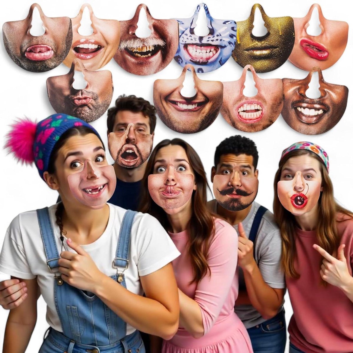 Set van 15 neusmaskers voor volwassenen - feestmaskers fotobox - bruiloft verjaardag vrijgezellenfeest - decoratief plezier - onvergetelijke feesten (set 1)