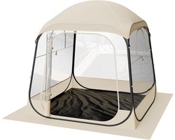 Opvouwbare Sport Tent, 182.9 x 182.9 cm Transparante Buiten Schuilplaats voor 2-4 Personen, Waterdichte Pod Met Vloermat & Topdeksel, Tuin Dome Tent voor Kamperen, Evenementen, Vissen en Toeschouweractiviteiten