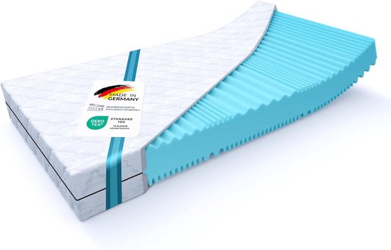 FDM COMFORT MAX DOUBLE Matras 90x200 cm Dubbelzijdig Schuim Matras Hardheidsgraad H3 20 cm Hoog 7 Comfortzones met Hypoallergene Wasbare Premium Tijk Oeko-Tex Standard 100
