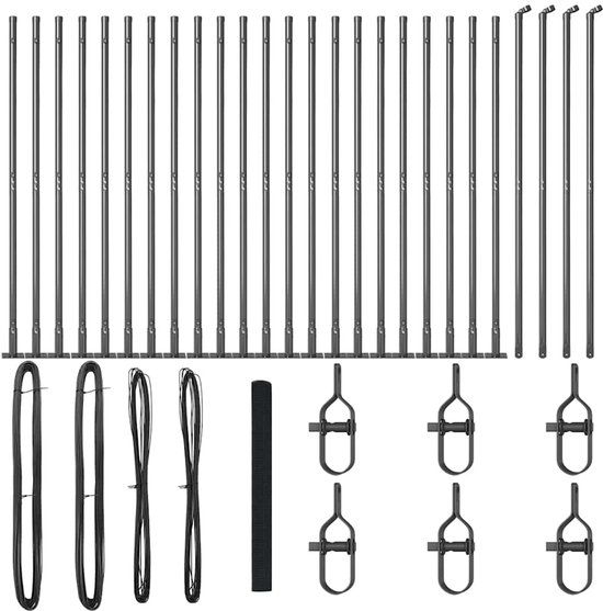 LAINFELD Vijverhek, complete set, 5 metalen hekelementen met palen, zwembadhek voor kinderen, insteekhek, tuinhek om in te steken, flexibel tuinhek
