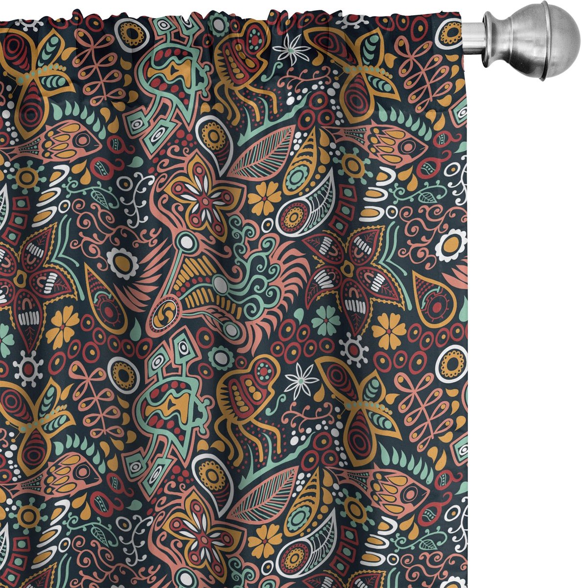 ABAKUHAUS Bloemen gordijnen – 2 stuks 75x175 cm – microvezel – meerkleurig Mehrfarbig