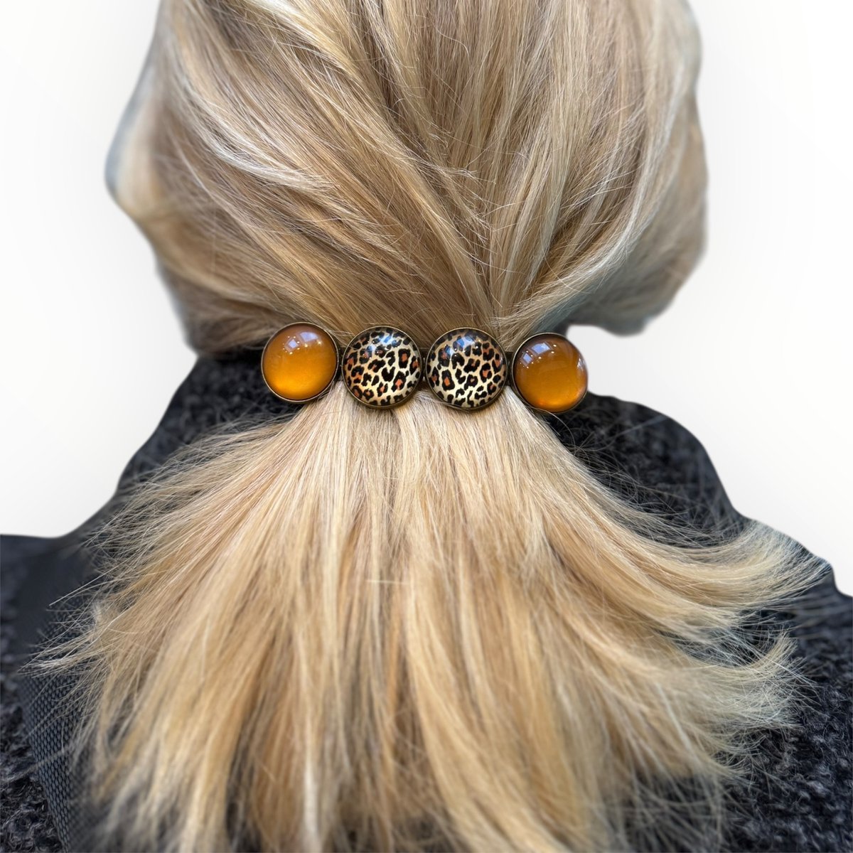 Color Hairclip Haarspeld – Bruin & Luipaard – Sterke Grip – Handgemaakt - Hairpin.nu