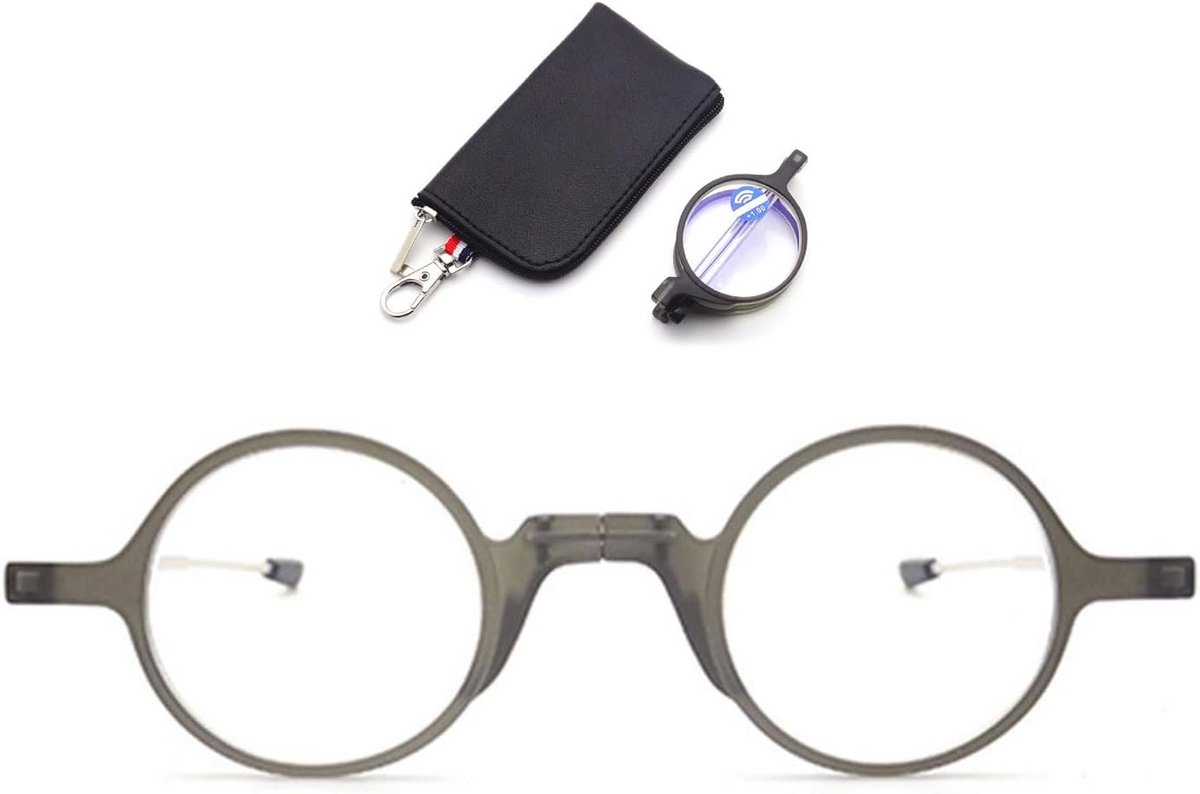 Opvouwbare leesbril met blauwlichtfilter - compacte, ronde leeshulp voor heren en dames