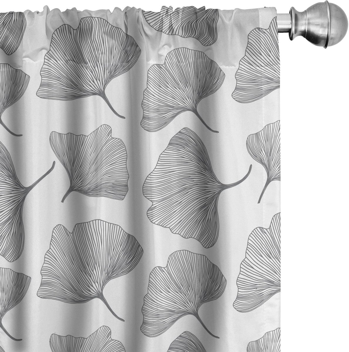 ABAKUHAUS Gingko Voorhangen – 2x 150x245 cm – Mikrofaser – Halfdonkerend – Zwart-Wit