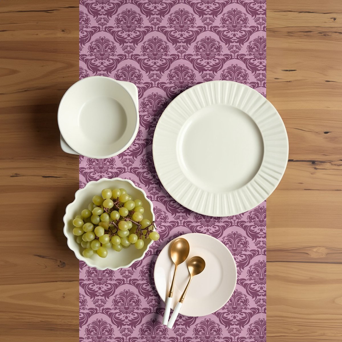 ABAKUHAUS Victoriaanse Tafelloper – 40 x 180 cm – Babyroze Gedroogde Rozen