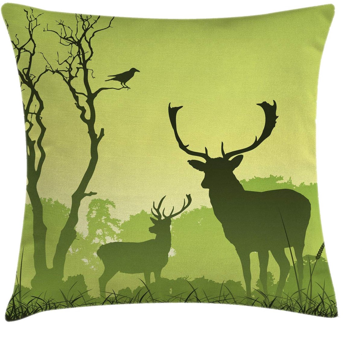 ABAKUHAUS Groene Kussenhoes – Dubbelzijdig bedrukt – Rits – 60x60 cm