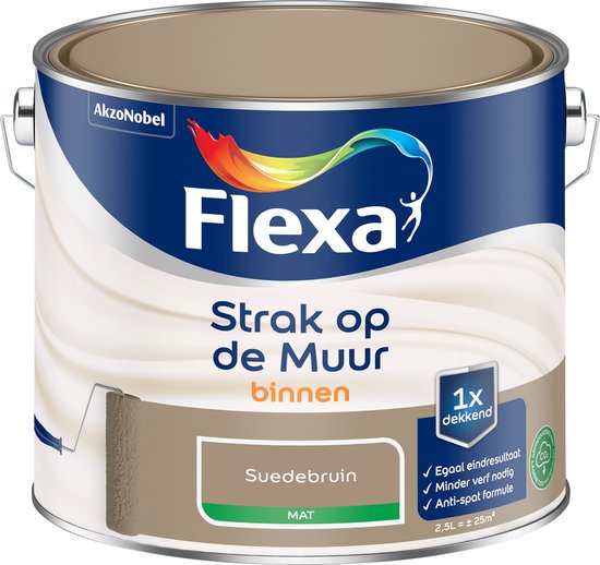 Flexa - Strak op de Muur Binnen Muurverf Mat - Suedebruin - 2.5 L