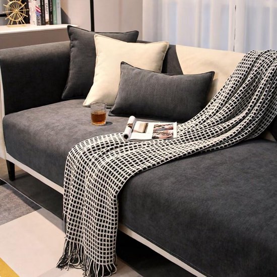 Zachte chenille-bankhoezen wasbaar - nieuwe bankkussenhoezen, antislip bankhoes 1-/2- of 3-zitsbankhoezen voor sectionele bank, bankhoezen, L- vormige meubelbeschermer (Legergroen, 70 x 180 cm