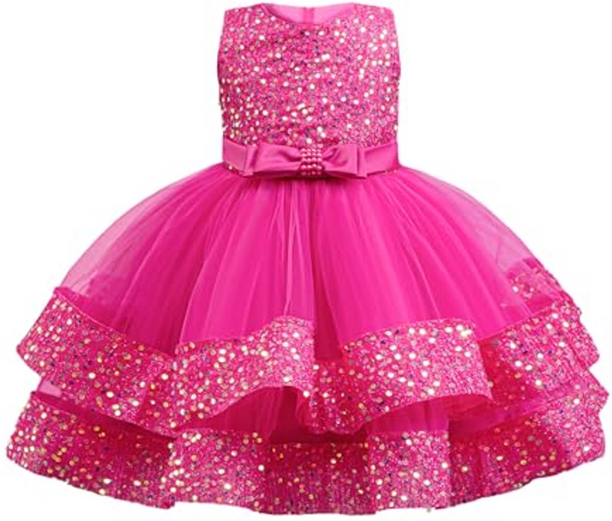Tule Jurk voor Babymeisjes met Pailletten - Mouwloos Feestjurk voor Verjaardagen en Bruiloften