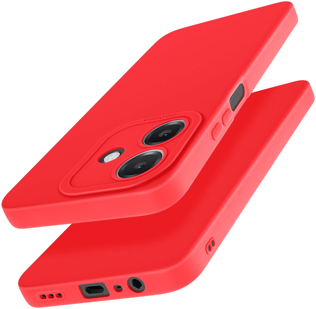 Avizar Hoesje Geschikt voor Oppo A40 Silicone Matte Camera Block Beschermd, Rood