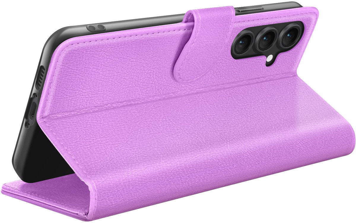 Zanae, Portemonneehoesje Geschikt voor Samsung Galaxy S23 FE met standaardfunctie en magnetische sluiting, Paars