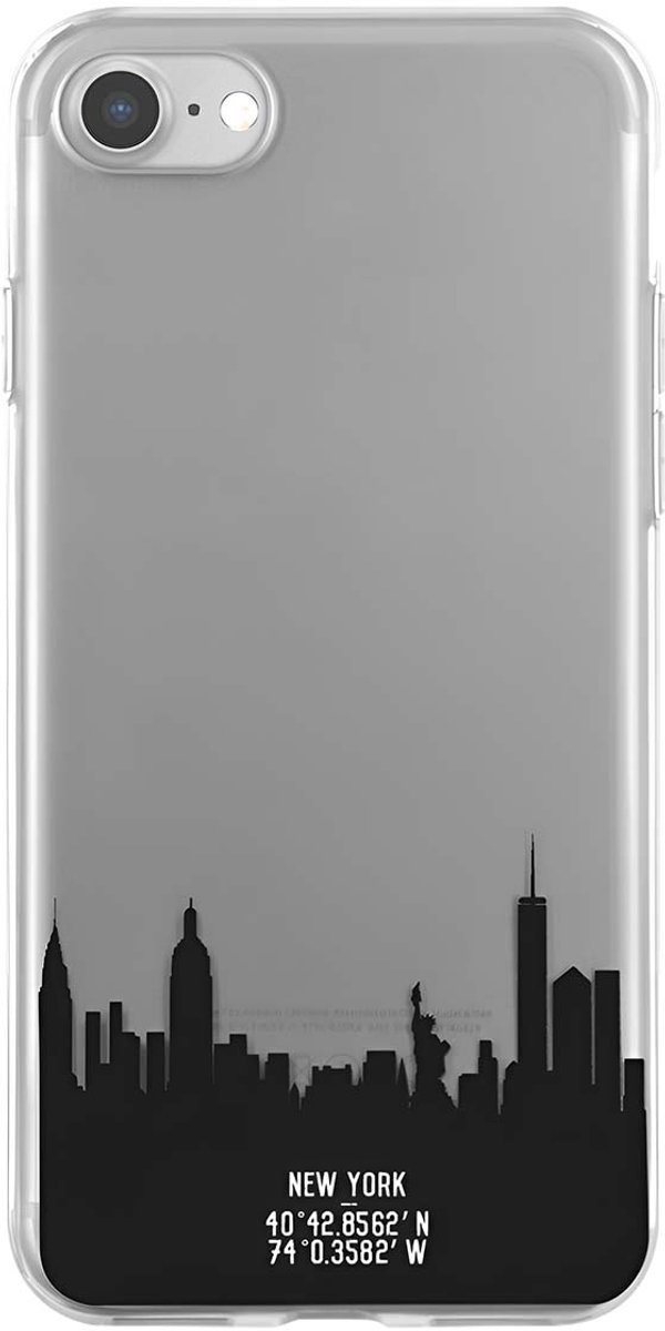 Bigben Connected, Hoesje geschikt pour Geschikt voor Apple iPhone SE 2020/8/7 - Semi-hardcase met New York Monumenten Patroon, Transparant