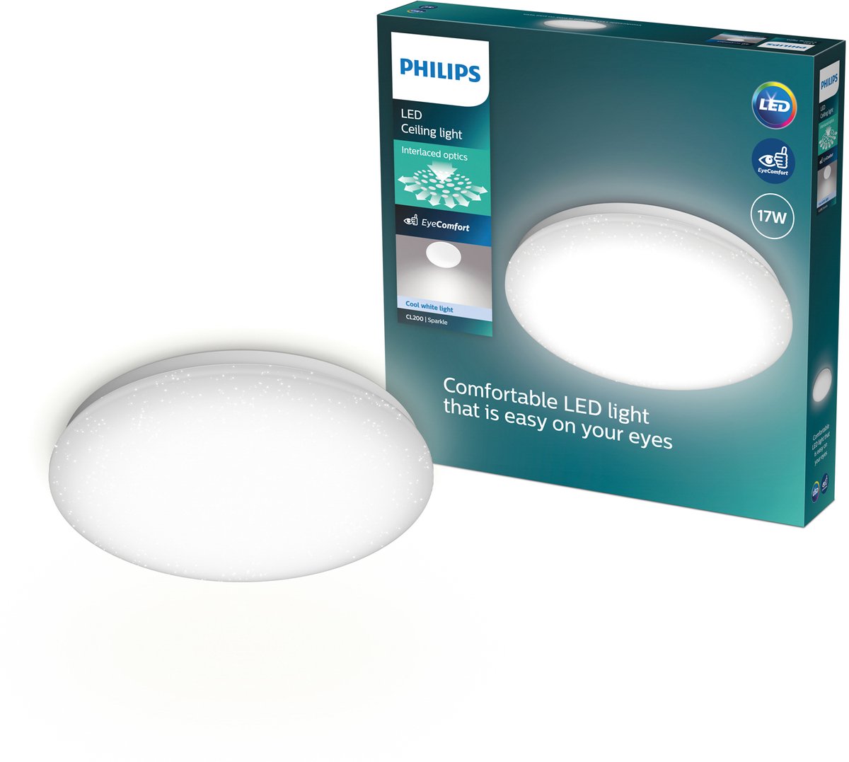 Philips Moire Plafondlamp - Glittereffect - Koelwit licht: 4000K - Diameter: 32 cm - 17W -