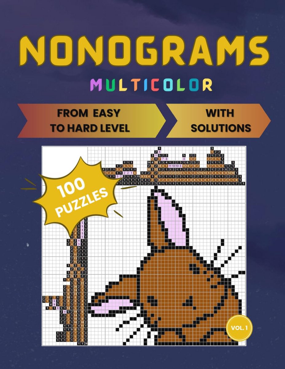 100 Multicolor Nonograms: Hanjie Picross Griddlers Puzzles