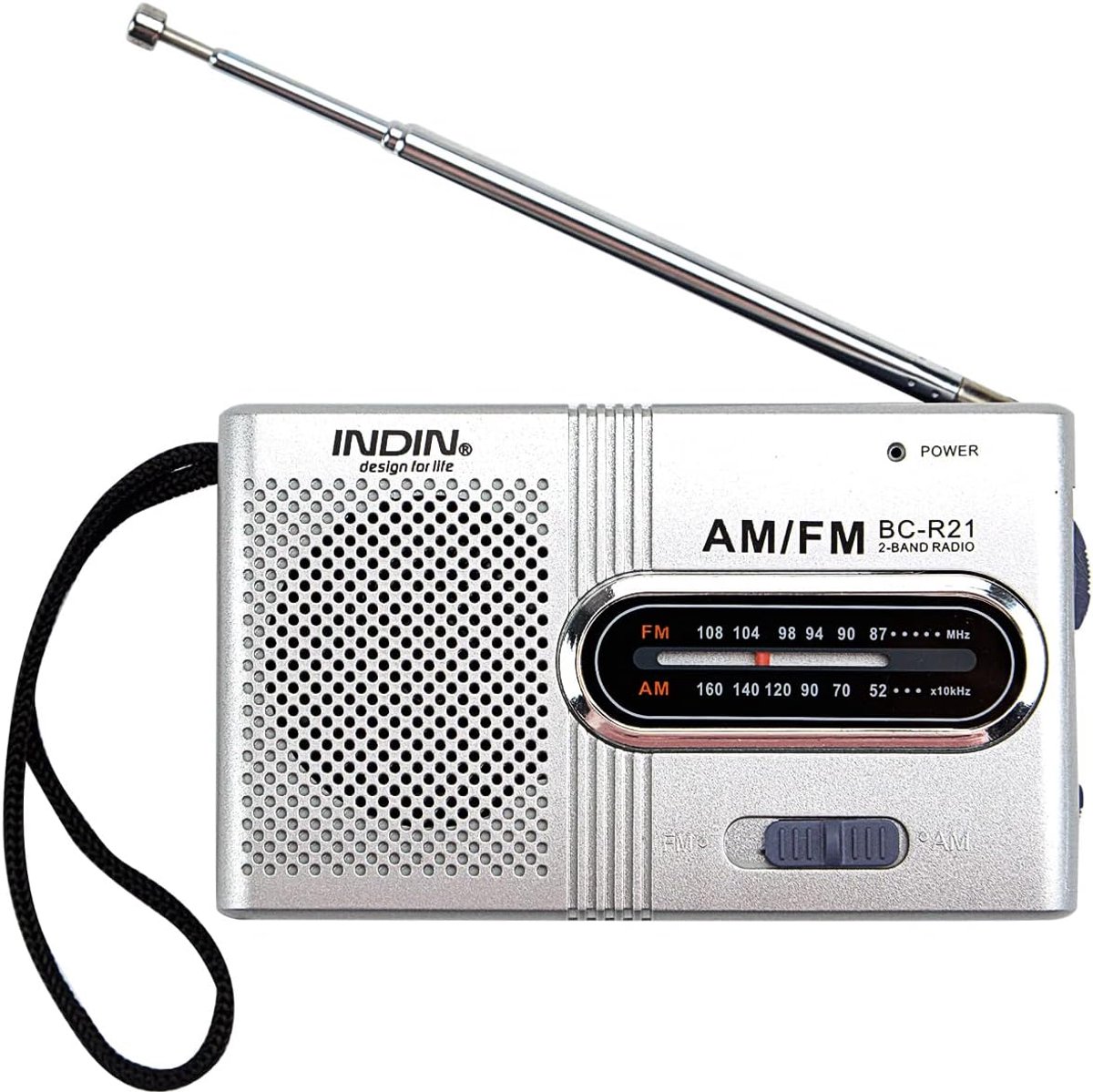 AM/FM-radio - Mini radio - draagbare radio - Seniorenradio - Kleine buitenradio - Zilver - Kunststof