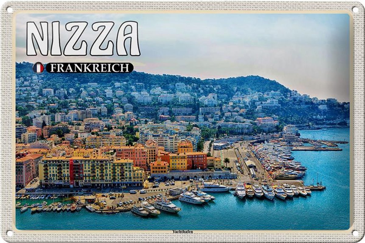 Blechschild Reise 30x20cm Nizza Frankreich Yachthafen